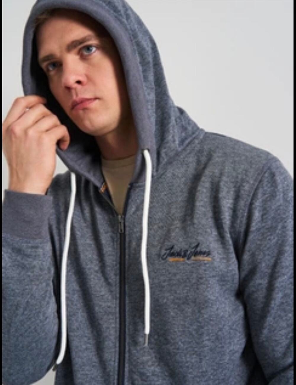 Jack & Jones Originals Men’s Large Blue Full Zip Hoodie Sweatshirt EUC